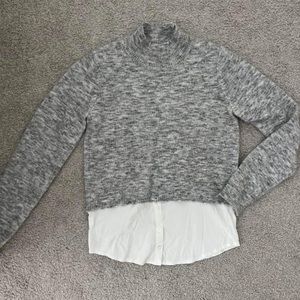 Gray sweater with build in “button down” - like new. Size small